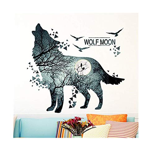 Book Cover Mexidi Wolf Moon Wall Decal Sticker Art Decor Decal Home Living Room Bedroom Office Corp Mural