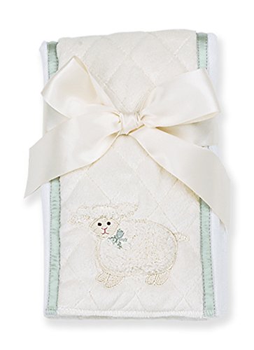 Book Cover Bearington Baby Little Lamby Creamy White and Teal Burp Cloth, 14