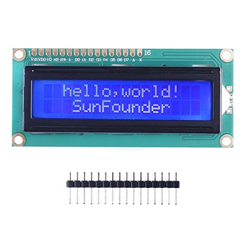 Book Cover SunFounder LCD1602 Module with 3.3V Backlight Compatible with Arduino R3 Mega2560 Raspberry Pi 16x2 Character White on Blue Background