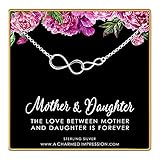 Sterling Silver Mother Daughter Necklace • Gift for Mom • Daughter Gifts from Mom • New Mom Gifts • Card and Jewelry • Double Infinity Charm Necklace • Intentional Gifts Women • Infinite Love