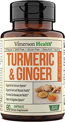 Book Cover Turmeric Curcumin with Ginger and Bioperine. Vegan Joint Pain Relief, Anti-Inflammatory, Antioxidant, Anti-Aging Supplement with 10 milligrams of Black Pepper for Better Absorption. Natural Non-GMO