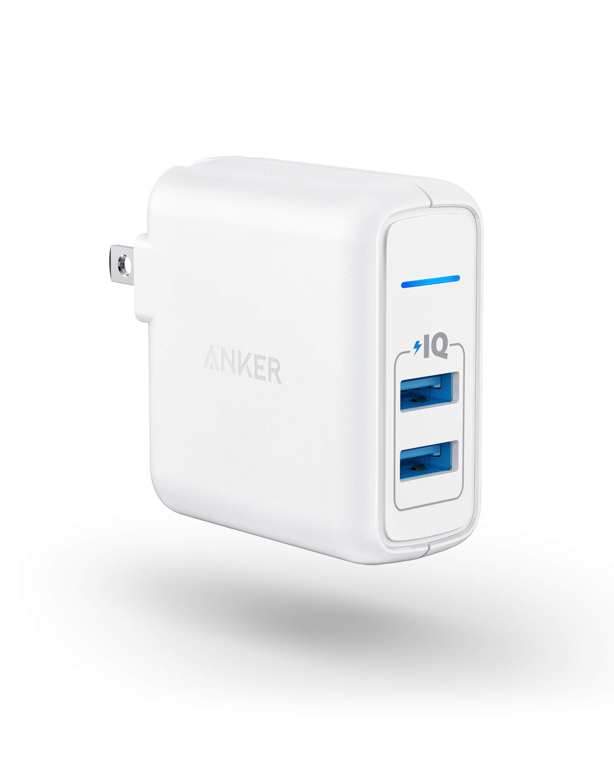 Book Cover USB Charger, Anker Elite Dual Port 24W Wall Charger, PowerPort 2 with PowerIQ and Foldable Plug, for iPhone 11/Xs/XS Max/XR/X/8/7/6/Plus, iPad Pro/Air 2/Mini 3/Mini 4, Samsung S4/S5, and More White