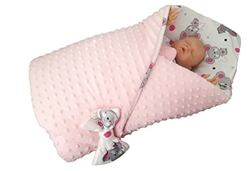 Blueberryshop Minky réversible Siège auto Swaddle Wrap Couverture/pour nouveau-né, Rose