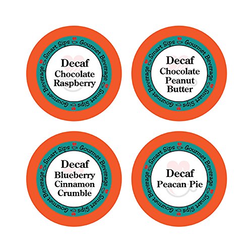 Book Cover Decaffeinated Flavored Coffee Variety Sampler Pack, Single Serve Decaf Flavored Coffee Pods for Keurig K-Cup Brewers, Medium Roast, 24 Count, Decaf Chocolate Peanut Butter, Decaf Blueberry Cinnamon Crumble, Decaf Pecan Pie, Decaf Chocolate Raspb