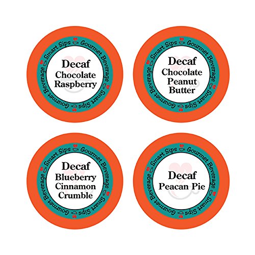 Decaffeinated Flavored Coffee Variety Sampler Pack, Single Serve Decaf Flavored Coffee Pods for Keurig K-Cup Brewers, Medium Roast, 24 Count, Decaf Chocolate Peanut Butter, Decaf Blueberry Cinnamon Crumble, Decaf Pecan Pie, Decaf Chocolate Raspb