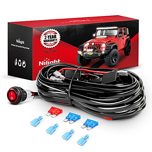 Nilight LED Light Bar Wiring Harness Kit 12V On Off Switch Power Relay Blade Fuse for Off Road Lights LED Work Light,2 years Warranty