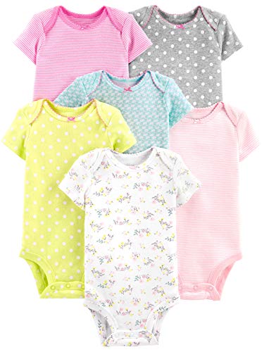 Book Cover Simple Joys by Carter's Baby Girls' 6-Pack Short-Sleeve Bodysuit