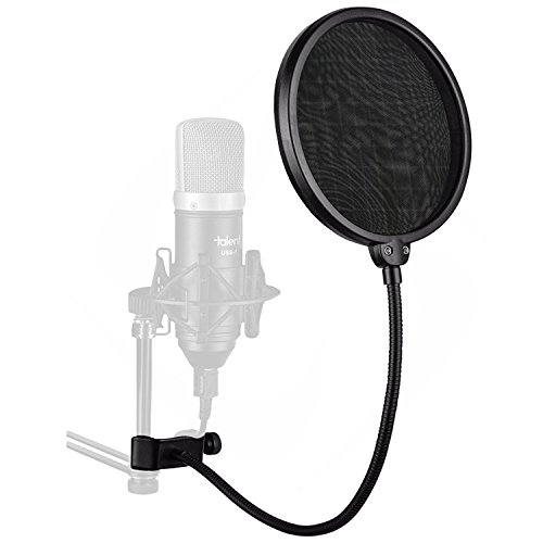 Book Cover Juarez Pf-100 6-Inch Studio Microphone Pop Filter Shield Mask, Double Mesh Wind Screen With 360Â° Flexible Gooseneck And Quick Mount Or Release Clamp