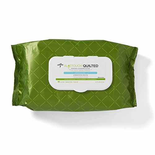 Book Cover Medline MSC263625H AloeTouch Quilted Heavyweight Personal Cleansing Cloth Wipes, Unscented, 8