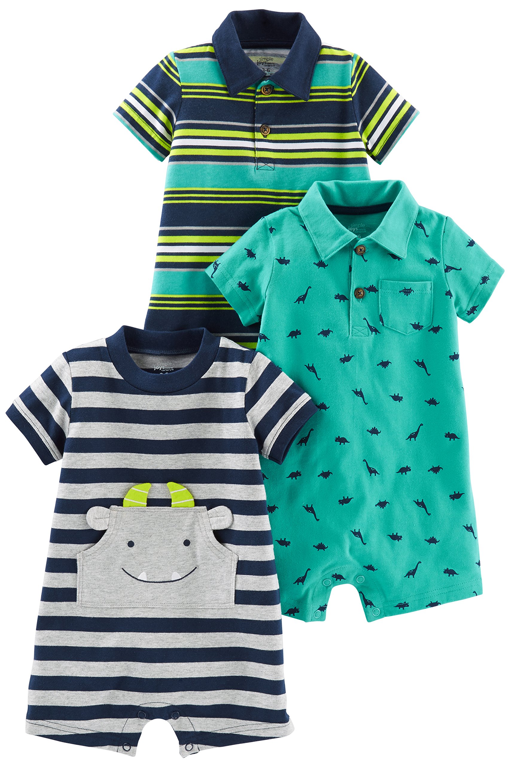 Book Cover Simple Joys by Carter's Baby Boys' 3-Pack Rompers