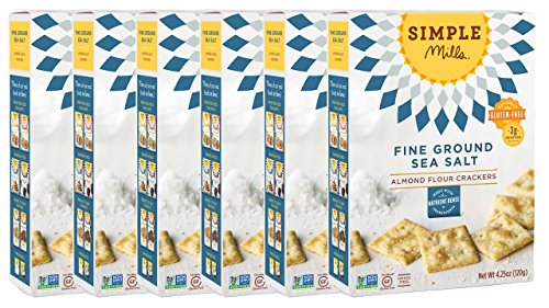 Book Cover Simple Mills Almond Flour Crackers, Fine Ground Sea Salt, 4.25 oz, 6 count