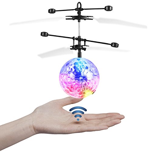 JAMSWALL RC Jouet drone, RC Ball, mini-boule hélicoptère télécommandé automatique infrarouge, éclairage LED multicolore pour les enfants et adolescents (Sans Télécommande)