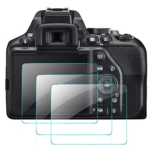 QIBOX Screen Protector Compatible with Nikon D3500 D3400 D3300 D3200 D3100 DSLR Camera, [3 packs] 9H Tempered Glass Shield Protection Cover Anti-Bubble Anti-scratch Anti-fingerprint Ultra-clear
