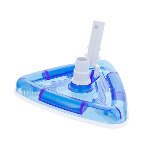 U.S. Pool Supply Weighted Transparent Triangular Pool Vacuum Head with Swivel Hose Connection and EZ Clip Handle - Connect 1-1/4" or 1-1/2" Hose - Removes Debris, Clean Corners - Safe for Vinyl Pools