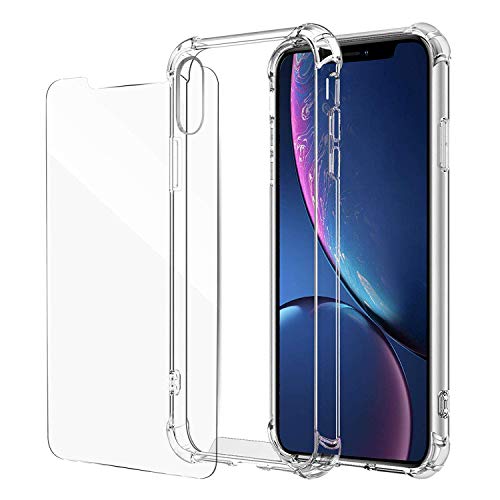 Book Cover Vilso iPhone XR Case, Crystal Clear Bumper Protection for Apple XR 6.1 inch, with Bonus Screen Protector, Shockproof Anti-Scratch Soft Transparent Anti-Slip Rubber
