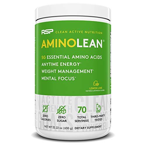 RSP AminoLean - All-in-One Pre Workout, Amino Energy, Weight Management Supplement with Amino Acids, Complete Preworkout Energy for Men & Women, Lemon Lime, 70 (Packaging May Vary)