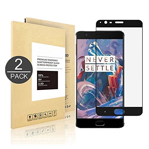 Book Cover OnePlus 3/OnePlus 3T,[2 Pack] Linboll Tempered Glass Screen Protector (Full Screen Coverage),[Easy Installation][Bubble Free] for OnePlus 3/OnePlus 3T Black