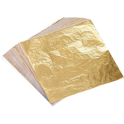 Book Cover Bememo 100 Sheets Imitation Gold Leaf for Arts, Gilding Crafting, Decoration, 5.5 by 5.5 Inches
