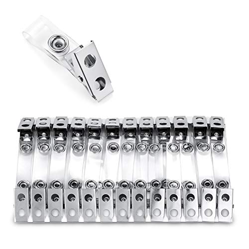 MIFFLIN Metal Badge Clips with Clear Vinyl Straps (25 Pack)
