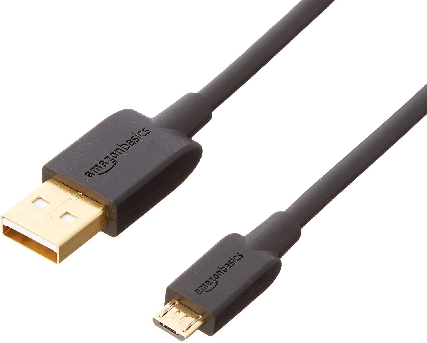 Amazon Basics USB-A to Micro USB Fast Charging Cable, 480Mbps Transfer Speed with Gold-Plated Plugs, USB 2.0, 6 Foot, Black 6 Feet 1 Pack