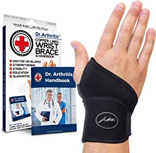 Doctor Developed Premium Copper Lined Wrist Support / Wrist Strap / Wrist Brace / Hand Support [Single] & Doctor Written Handbookâ€” Suitable for both right and left hands