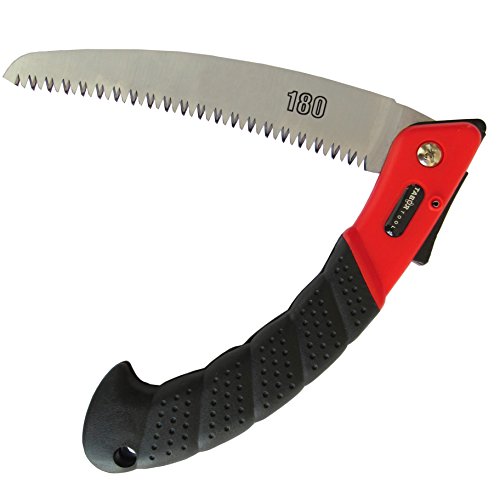 TABOR TOOLS Folding Saw with 8 Inch Curved Blade and Rugged Grip Handle, Hand Saw for Pruning Trees, Trimming Branches, Camping, Clearing Forest Trails. TTS25A. (Curved Blade 8 Inch) 