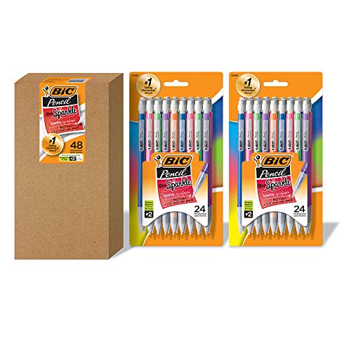 Book Cover BIC Xtra Sparkle Mechanical Pencil, Colorful Barrel, Medium Point (0.7 mm), 48-Count