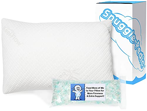 Snuggle-Pedic Adjustable Memory Foam Pillows - ï»¿GreenGold Certified Pillow w/ Viscose of Bamboo Cover for Side, Stomach & Back Sleepers - Made in The USA - ï»¿Queen