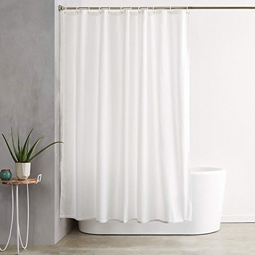 Book Cover NYMB Pure White Waterproof Hotel Shower Curtain 69X70 inches Polyester Fabric Bath Curtains Hooks Included Fantastic Decorations