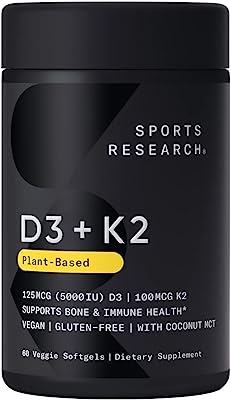 Book Cover Vitamin K2 + D3 with Organic Coconut Oil for Better Absorption | 2-in-1 Support for Your Heart, Bones & Teeth | Vegan Certified, GMO & Gluten Free (60 Veggie Softgels)