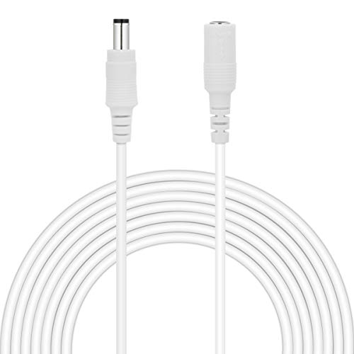 Dericam Universal 30ft Power Extension Cable, DC 12 Volt Power Adapter Extension Cord, Extend Additional 30ft/9 Meters Length for DC 12V Power Adapter or Wall Charger, 5.5mm DC Plug, 12V-9M, White