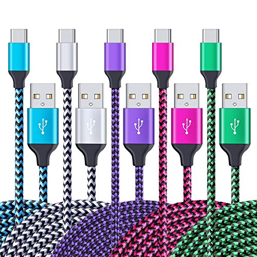 Book Cover Note 9 Charger, Ailkin 5 Pack Braided USB Type C Cable, Fast Charge Power Line Cord for S10 Plus 10e S9 Plus S8 Note8, OnePlus 6, Google Pixel 3XL, LG G7 ThinQ V40 V30 G6, Huawei Honor