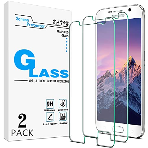 KATIN [2-Pack] Tempered Glass For Samsung Galaxy S6 Screen Protector Anti Scratch, Bubble Free, 9H Hardness, Easy to Install, Case Friendly