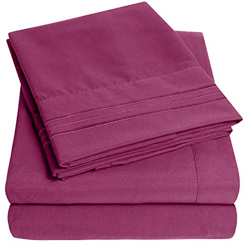 1500 Supreme Collection Bed Sheet Set - Extra Soft, Elastic Corner Straps, Deep Pockets, Wrinkle & Fade Resistant Sheets Set, Luxury Hotel Bedding, California King, Berry