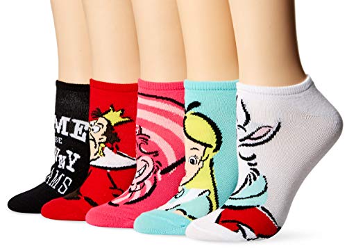 Disney Alice in Wonderland 5 Pack No Show Socks