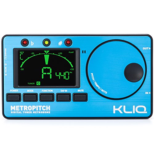 Book Cover KLIQ MetroPitch - Metronome Tuner for All Instruments - with Guitar, Bass, Violin, Ukulele, and Chromatic Tuning Modes - Tone Generator - Carrying Pouch Included, Blue