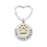 Infinity Collection Pet Rescue Keychain, Engraved Live, Love, Rescue Charm with Paw Print, Two-Tone Silver & Gold Accessories, Gifts for Dog & Cat Lovers