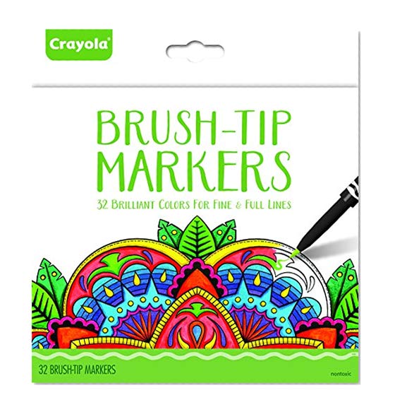 Book Cover Crayola Brush Tip Makers, Adult Coloring, 32 Count