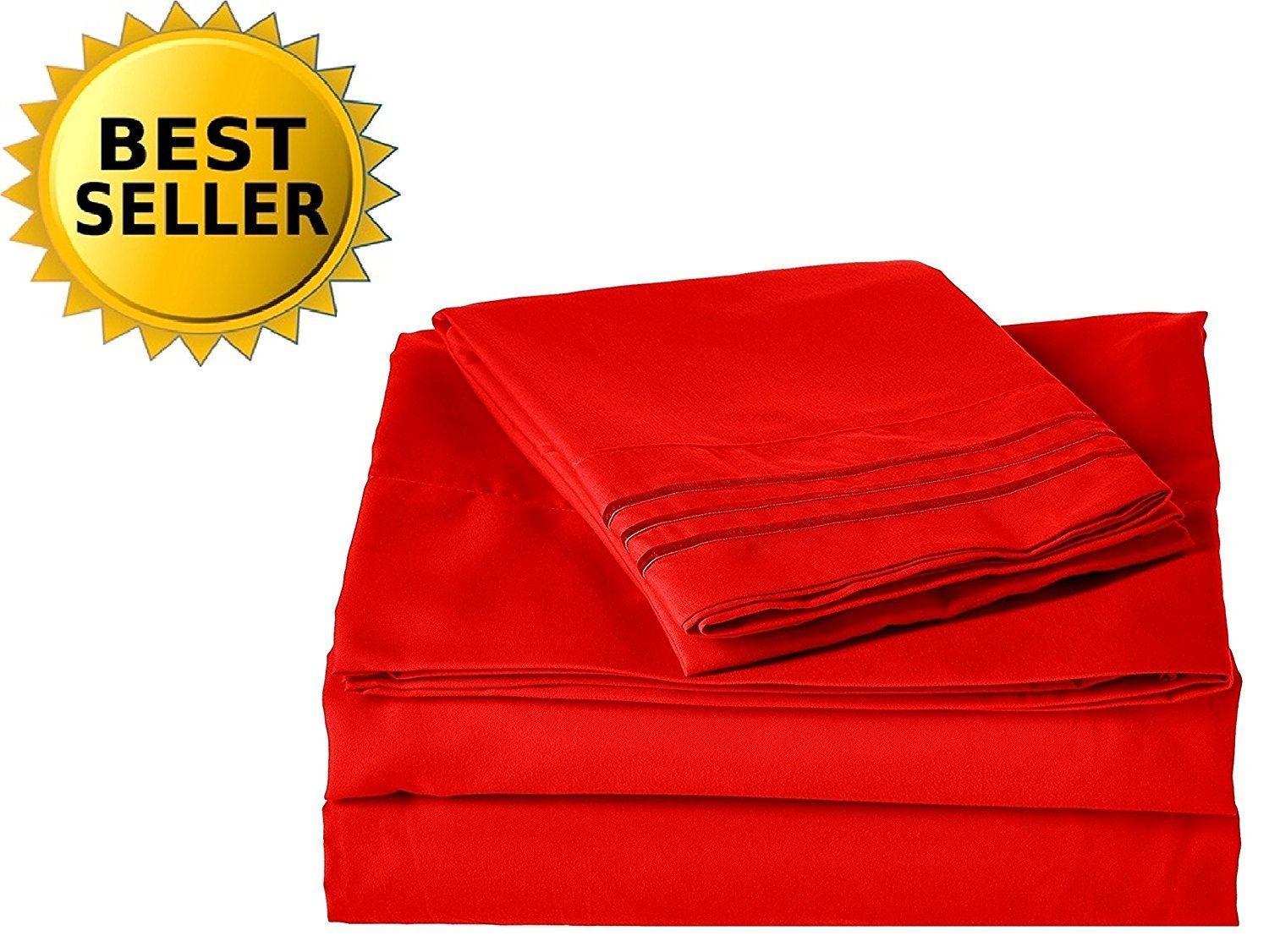 Book Cover Celine Linen 2-Piece Pillowcases 1800 Series Egyptian Quality Super Soft Wrinkle Resistant & Fade Resistant Beautiful Design on Pillowcases , King Size, Red
