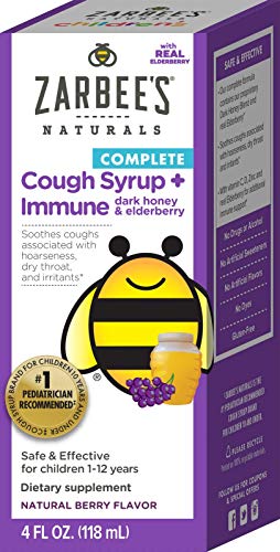 Book Cover Zarbee's Naturals Children's Complete Daytime Cough Syrup* + Immune, Berry Flavor, 4 Ounce Bottle