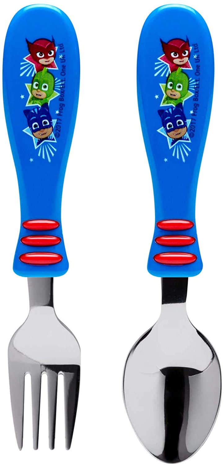 Book Cover Zak Designs PJ Masks Easy Grip Flatware Fork And Spoon Utensil Set – Perfect for Toddler Hands With Fun Characters, Contoured Handles And Textured Grips, PJ Masks 1 Pack PJ Masks