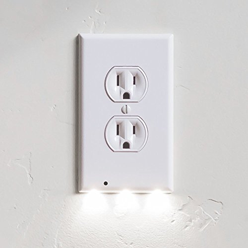 SnapPower Guidelight - Outlet Coverplate (WHDU) with LED Night Lights, Duplex+White