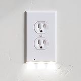1 Pack SnapPower Guidelight - Outlet Wall Plate With LED Night Lights - No Batteries Or Wires - Installs In Seconds - (Duplex, Off-White)