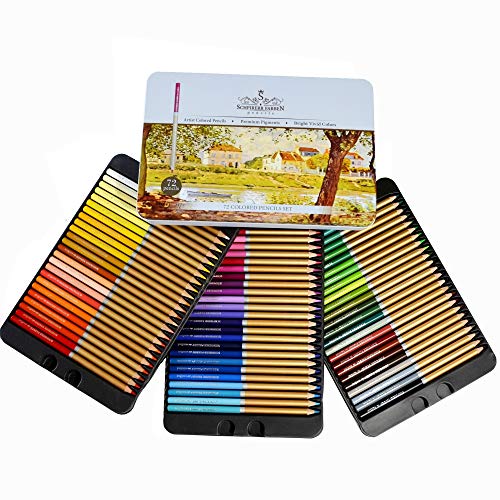 Book Cover Professional Premium numbered 72 Colored Pencils Set Schpirerr Farben - Oil Based Soft Core, Ideal For Adults, Artists, Sketchers & Children - Coloring Sketching & Doodling