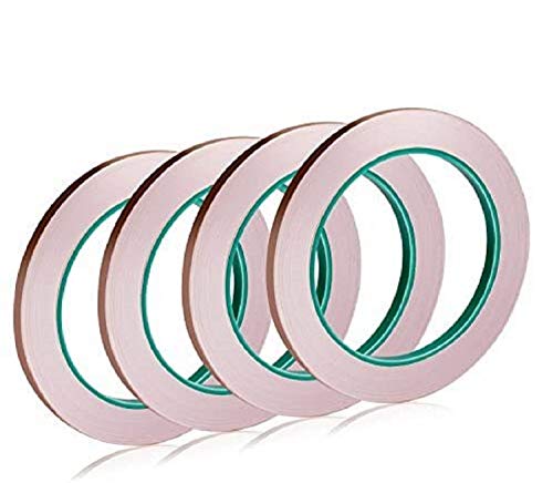 4 Pack Copper Foil Tape with Conductive Adhesive for EMI Shielding, Paper Circuits, Electrical Repairs, Grounding(1/4inch)