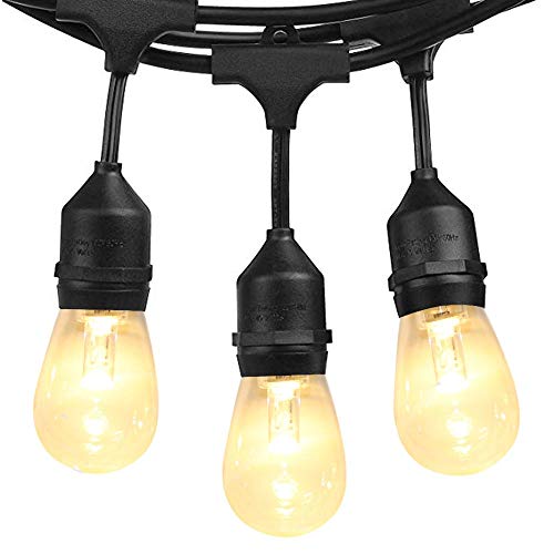 SUNTHIN 48ft LED Outdoor String Lights with 0.9W Shatterproof Bulbs for Patio String Lights,Backyard Lights,Porch Lights, Commercial Light String Outdoor Use