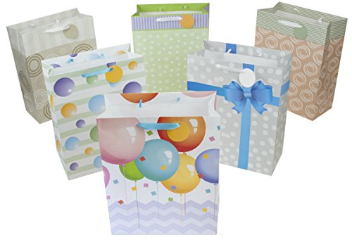12 Piece Medium Designer Gift Bags, 12.75" Ã— 10" Ã— 5"