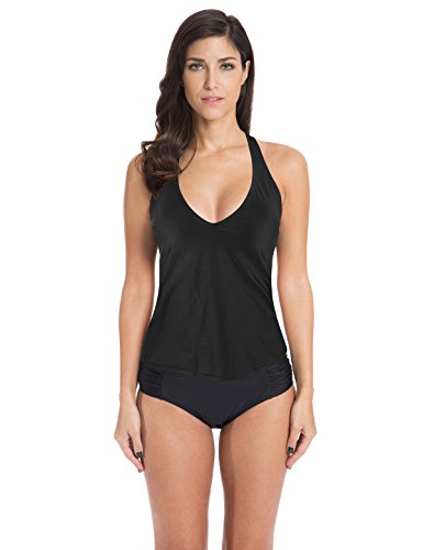 Ocean Blues Women's Black Halter Swimsuit Tankini Top Only Size Small