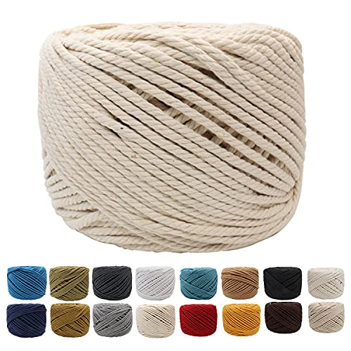 Suntq Handmade Decorations Natural Cotton Bohemia Macrame Cord DIY Wall Hanging Plant Hanger Craft Making Knitting Rope Natural Color 3mm Macrame Cord