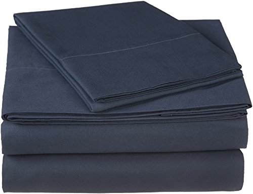 Book Cover Pinzon 300 Thread Count Ultra Soft Cotton Bed Sheet Set, Twin XL, Midnight Blue